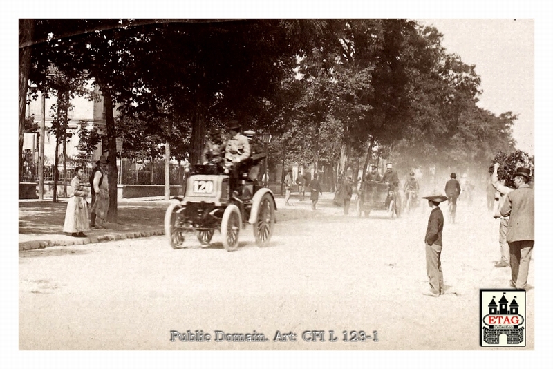 1898 Paris Amsterdam Panhard Michelin #120 Depart