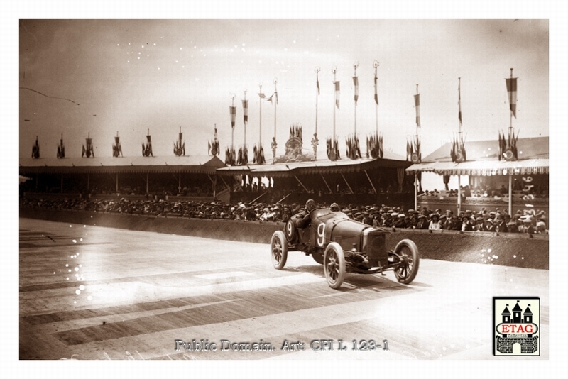 1913 Amiens Sunbeam Dario Resta #9 6th Grandstand