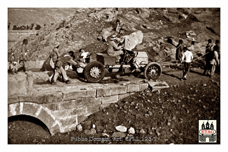 1907 Peking Paris Itala Borghese - Guizzardi 1st Bridge1